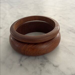 Vintage Brown Wooden Bangle Bracelet set
